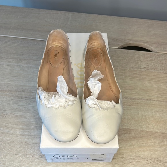 Chloe Shoes - Chloe london lamb leather Lauren Ballerina flat in iceberg color. Size 37